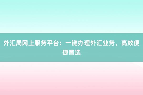 外汇局网上服务平台：一键办理外汇业务，高效便捷首选
