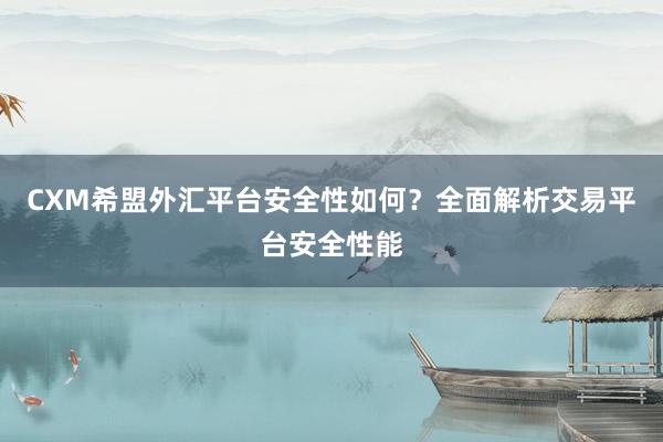 CXM希盟外汇平台安全性如何？全面解析交易平台安全性能