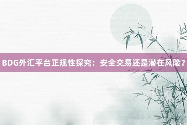 BDG外汇平台正规性探究：安全交易还是潜在风险？