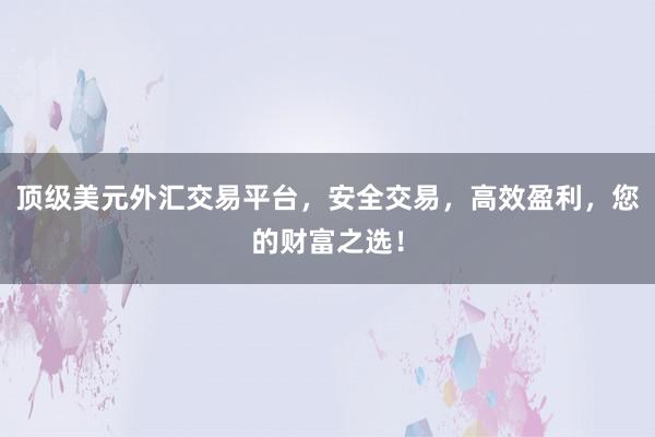 顶级美元外汇交易平台，安全交易，高效盈利，您的财富之选！