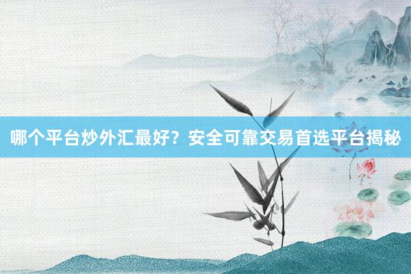 哪个平台炒外汇最好？安全可靠交易首选平台揭秘