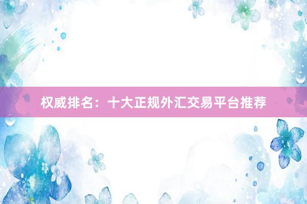 权威排名：十大正规外汇交易平台推荐