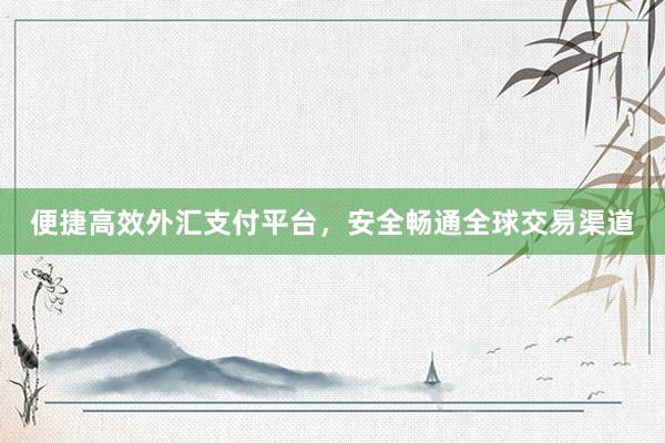 便捷高效外汇支付平台，安全畅通全球交易渠道