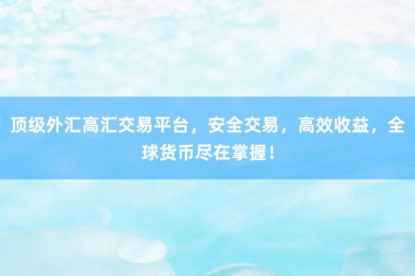顶级外汇高汇交易平台，安全交易，高效收益，全球货币尽在掌握！
