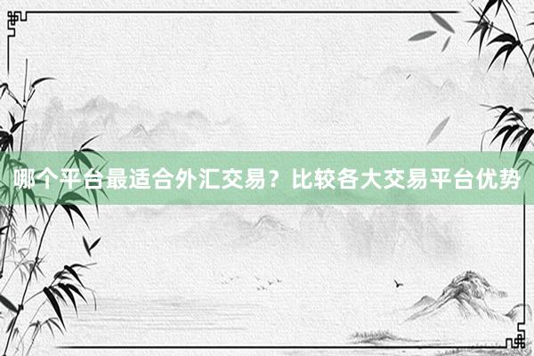 哪个平台最适合外汇交易？比较各大交易平台优势